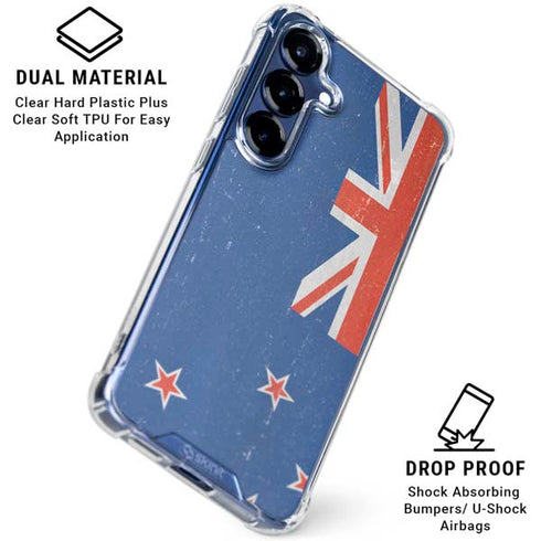 New Zealand Flag Distressed Galaxy S25 Plus Clear Case